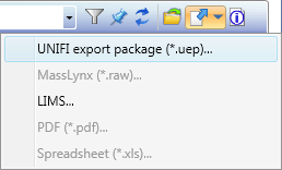 Export option on the toolbar in UNIFI