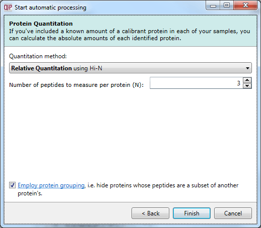 The Protein Quantitation dialog.