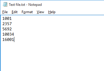 A simple text-based file suitable for peptide ion import with numerical identifiers corresponding to those used for the peptide ion in the software.