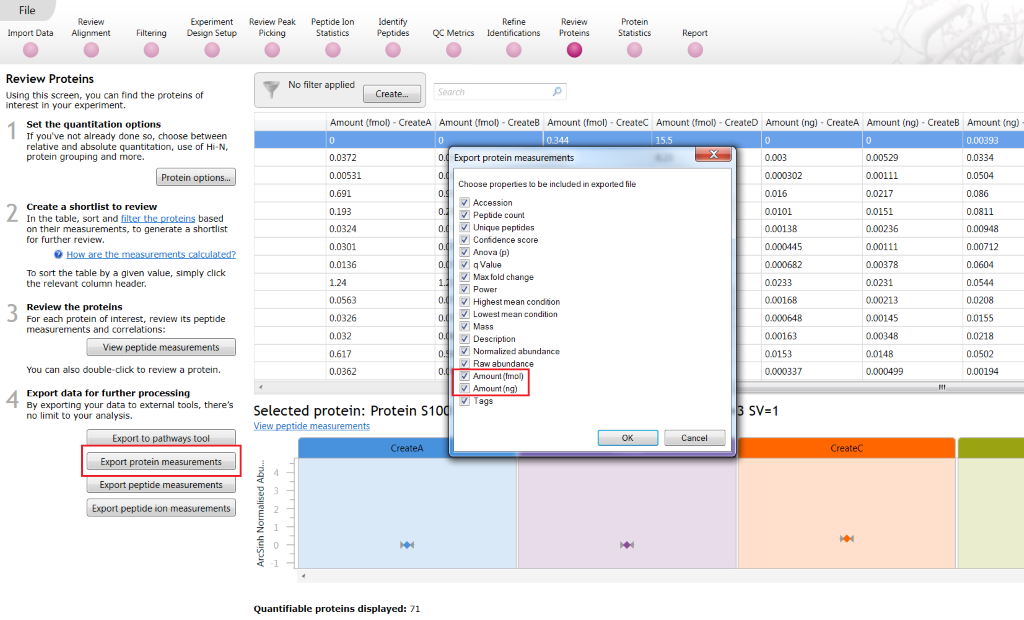 Exporting run-by-run values